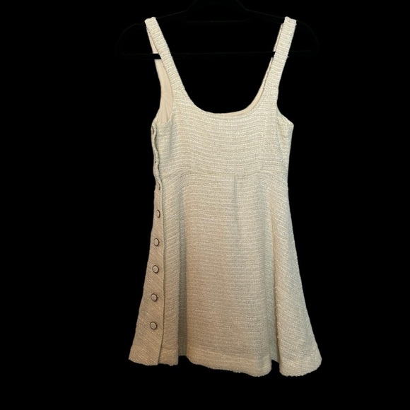 Zara NWT Off White Boucle’ Sleeveless Fully Lined Fit & Flare Mini Dress Sz. XS - Picture 7 of 16